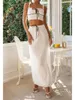 Vestidos de trabalho Mulheres Férias 2 Peça Saia Outfits Verão Sem Mangas Crop Tank Top Cintura Alta Ruffle Maxi Beachwear Drop Delivery App Ot4M8