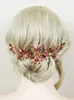 レッドラインステスウェディングヘッドバンドヘアの花嫁ヘッドドードゴールドの葉の手作りヘッドジュエリーパーティー女性ヘッドウェアd4am＃