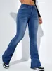 2024 Elegant kvinnor flare stretch mustasch jeans mager klocka botten hög midja denim byxor lady blue y2k punk lg byxor l3of#