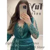 Abito da sera formale verde scuro con maniche Lg Abiti da sera a sirena che bordano eleganti abiti da ballo turco Couture Robe De Soiree 63y3 #