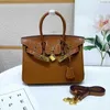 2024 New Crocodile Pattern Cap with Litchi Head Layer Cowhide Genuine Leather Womens Bag 25cm/30cm Bags