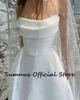 sumnus White Satin A Line Wedding Dres Strapl Hight Split Lg Wedding Party Gowns with Train Simple Bride Dr 2024 94TX#