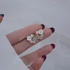 Stud Earrings 14k Real Gold Fashion Jewelry Crystal Pearl Flower Exquisite Cute For Woman Holiday Party Elegant Earring