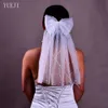 Yueji Bride Double Pearl Veil White Bow Sweet and Gentle Wedding Accory Shoulder Velos de Novia 2024 Brillante 004 Comb R98G#