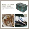 Sacos de armazenamento Caixa de jóias vintage Trinket Retro Organizador de madeira Pirata Tesouro Recipiente Dinheiro Piggy Bank