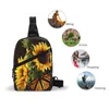 Backpack Sling Bag Sunflower And Butterfly Chest Package Crossbody For Cycling Travel Hiking