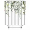 Shower Curtains Polyester Fabric Green Leaves Plants HD Printing Door Screen Opaque Home Decor Curtain Hanging Type With C-type Hook