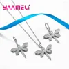 Necklace Earrings Set YAAMEL Fashion Dragonfly Shape 925 Sterling Silver Lovely Women Girls Party Jewelry Cubic Zirconia