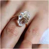 With Side Stones Ins Fashion Natural Gemstone Adjustable Ring Womens Gold Filled Handmade Crystals Big Stone For Jewelry Wholesale Ir Dhann