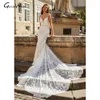 Excisite Lace Mermaid v Neck Wedding Dr Spaghetti Straps Wedding Gown Aptliques Backl Court Train Vestidos de Novia o0vu＃