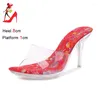 Pantofole in PVC trasparente Pantofola da donna 8CM Summer Party Tacchi alti 2024 Perspex Sandali da donna Outdoor Scarpe in gelatina trasparente Big Size 43