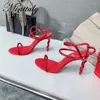 Sandalen Kristall Schlange Design High Heel für Frauen Perle Designer Party Ball Schuhe Sommer Rot Hochzeit