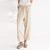 Damesbroeken Capri Zomer Effen Kleur Casual Losse Zak Katoen Linnen Negen Minuten Pantalones De Mujer Ropa Drop Levering Kleding Clo Otohn