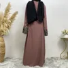 Abaya – Robe musulmane du moyen-orient, manches longues, brodée de perles, Cardigan Long arabe pour femmes