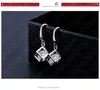 Ensemble collier et boucles d'oreilles Happy Cube en argent Sterling 925, intérieur fin en zircone cubique, pendentif carré, boucles d'oreilles, cadeaux de mariage