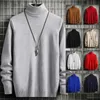 Nya män Autumn/Winter Knit Sweater Solid Color High Neck Slim Casual Pullover/Men FI Brand Turtleneck Knit Sweater Pullover 31Zl#