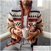 Men'S Sweaters Mens Vintage Cardigan Sweater Casual Jacquard Fashion Coat Knitted Cardigans Autumn Winter Oversized Drop Delivery App Dhbff