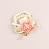 Bride poignet corsage de mariage Bridesmaid Bracelet Girls Hand fr silk rose artificiel rose Frs for Wedding Supply Actures L97P #