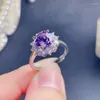 Cluster Rings MeiBaPJ 8mm Natural Amethyst Gemstone Simple Flower Ring For Women Real 925 Sterling Silver Fine Party Jewelry