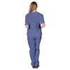 ladies Scrub Top And Pants Set Work Wear Classic V-Neck High Quality Laboratory Work Wear Beauty Sal Scrub Top And Pant Set Q7cg#