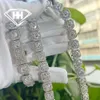 Hiphop Chain Cluster Tennis Necklace 10mm S925 Sterling Silver White Gold Plated Iced Out Moissanite Diamond Tennis Necklace