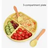 Cups Dishes Utensils 4/6 Pcs Silicone Tableware Plate For Kid Baby Feeding Sets Suction Bowl Plate Dishes Spoon Fork First Stage Self Feed Straw Cup 240329