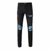 street Fi Men Jeans Black Stretch Skinny Ripped Jeans Men Trendy Trousers Blue Patched Designer Hip Hop Brand Pants Hombre r63b#