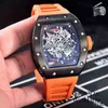 Mens Watch Designer kijkt beweging automatische luxe luxe mechanica kijken volledige zwarte kast rood oranje rubberss