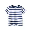 Boy210t Summer Kids Tshirt Clothing Stripe Stipe Tees Children Casual Cotton Boys8〜10 Tops Black White 240318