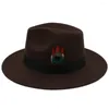 Berets 2 rozmiary rodzic-dziecko mężczyźni kobiety dzieci Panama Hats Hats szeroki zespół piórkowy Sunhat Fedora Caps Trilby Jazz Travel Party Street Style