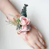 corsage Groom Boutniere Wedding Accories Brooch Handmade Silk Roses Fake Bracelet Bridesmaids Butthole Frs Prom Decor K5qA#