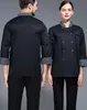 Preto Chef Jacket LG Manga Chef Uniforme Cook Coat Chef T-shirt Baker Uniforme de Trabalho Garçom Restaurante Hotel Roupas Mulheres Logo G6zU #