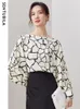 Kvinnor BLOUSES SENTUBILA Print Pullover Chiffon Shirts Elegant and Youth Woman 2024 Autumn High Quality Clothes for Women 133V50753