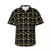 Мужские повседневные рубашки Гавайская рубашка Пляжные блузки в морском стиле Золотой якорь с принтом Классические мужские корейские модные топы с короткими рукавами