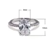 With Side Stones European American Fashion Sparkling Oval Diamond Engagement Ring Elegant Cubic Zirconia Paved Copper Brass 925 Sier Dhrev