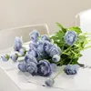 Fleurs décoratives artificielles en soie, renoncule persan, renoncule asiatique, fleur de céleri, 5 pièces pour arrangement, décoration de maison (bleu)