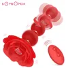 Wibrator zwłok analny 360 ° Rotacja Pull Bead Masaż prostaty stymulator pochwy Róż Rose Control Seksowe zabawki dla mężczyzn kobiety 240320