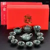 Set da tè Krukke Set da tè automatico Cina Home Office Produzione di artefatto Ge Kiln Teiera in ceramica completa Tazza Confezione regalo di fascia alta