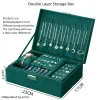 Display 1st Double Storage Box Women Luxury Vintage Style Watches Smycken Organiserar yttre sammet med femkantig spärr stor kapacitet