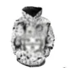 2023 Svartvit Pullover Mens Hoodie 3D Digital Printed