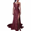 Robe de soirée à paillettes pour femmes, tenue de soirée, de bal, de Gala, Sexy, demoiselle d'honneur, col en V, Lg Maxi, élégante, formelle, 86ES #