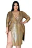 3XL 4XL 5XL Hiver Plus Taille Dres Femmes Tenues Lg Manches V Cou Serpent Impression Club Sexy Dr Gros Dropship C8jN #