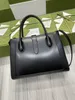 Top Black Cowhide Women's Handbag Single Shoulder Bag Open Pocket 649016