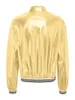 Giacche da donna Bomber metallizzato lucido olografico da donna Hip Hop Disco Dance Manica lunga Cerniera frontale Fascia a righe Capispalla Baseball