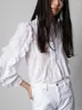 Women's Blouses Women Lace Stitching Solid Color Shirt 2024 Front Buttons Female Casual Blouse Tops Long Sleeve Ruffles Chemise