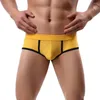 Underpants Sexy Mesh Underwear Men Soft Briefs Splicing Pure Color Knickers Breathable Gay Ropa Interior Hombre