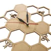 装飾的なプレートカット木時計のミツバチcomb六角形のネイチャーウォッチウォール幾何学的なキッチンアートの装飾