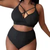 Plus Size Costume da bagno Donna Seno grande Bikini Set 2024 Sexy Due pezzi Bikini a vita alta Costumi da bagno Costume da bagno brasiliano 240327