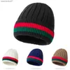 Beanie/Skull Caps Winter and Autumn Thick Bean Hat Womens Striped Knitted Wool Warm Cotton Brand Couple Womens Knitted Hat Skull BeanL2403