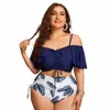 2021 New Women Push Up Bikinis Set Swimwear Plus Size High Waist Swimsuit Larges Big Plussize Swimming Suits Bathing Beachwear E9lj#